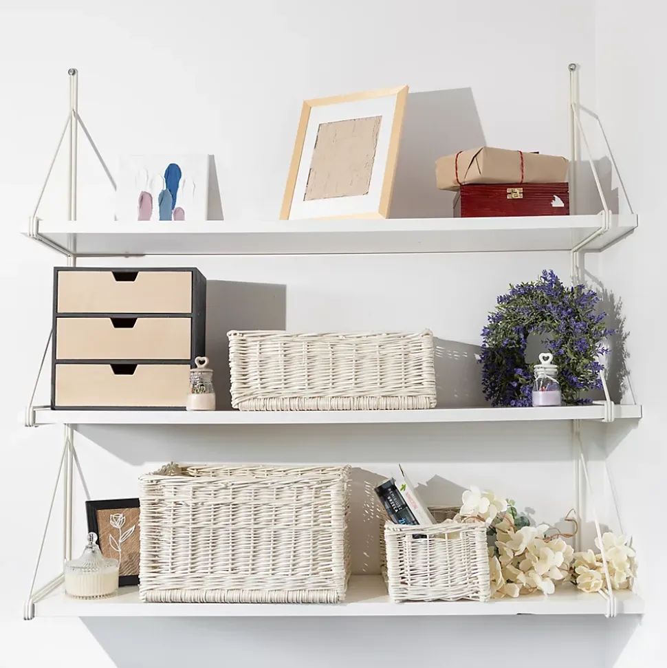 Creative Home Panier De Rangement En Osier Blanc 30 x 20 x 16 cm - Petit Panier Tressé Pour Salle De Bain Cuisine Maison