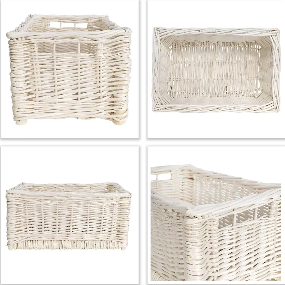 Creative Home Panier De Rangement En Osier Blanc 30 x 20 x 16 cm - Petit Panier Tressé Pour Salle De Bain Cuisine Maison