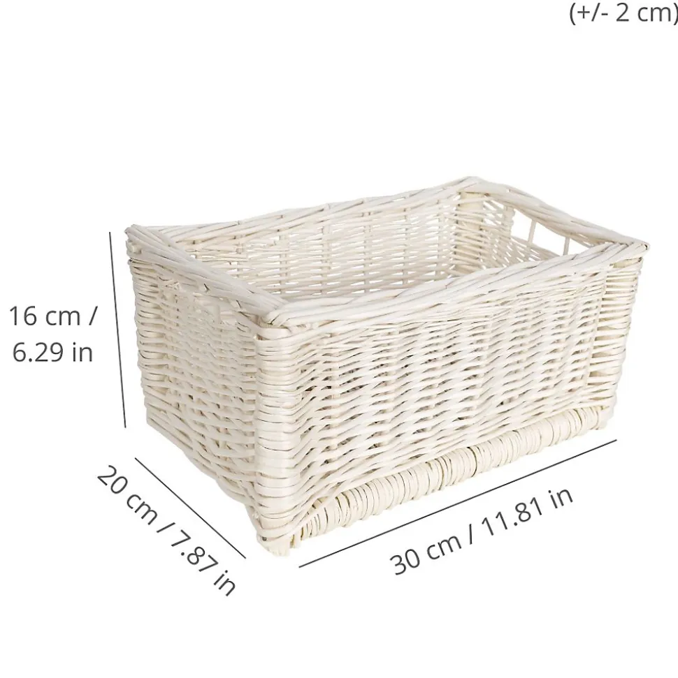 Creative Home Panier De Rangement En Osier Blanc 30 x 20 x 16 cm - Petit Panier Tressé Pour Salle De Bain Cuisine Maison