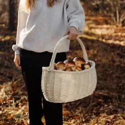 Creative Home Panier Osier Blanc Avec Poignées 45 x 26 x 41 cm - Tissé À La Main - Rangement Durable