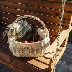 Creative Home Panier Osier Blanc Avec Poignées 45 x 26 x 41 cm - Tissé À La Main - Rangement Durable