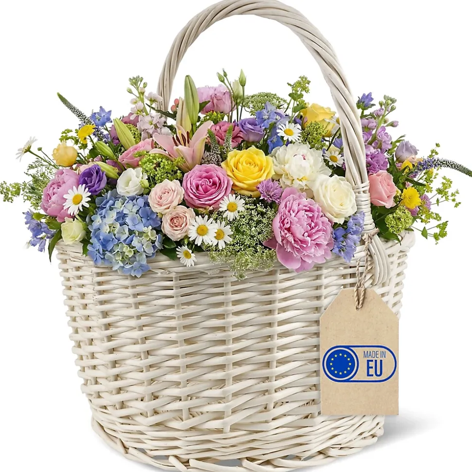 Creative Home Panier Osier Blanc Avec Poignées 35 x 35 x 39 cm - Grand Léger - Panier Fruits Cadeau - Naturel