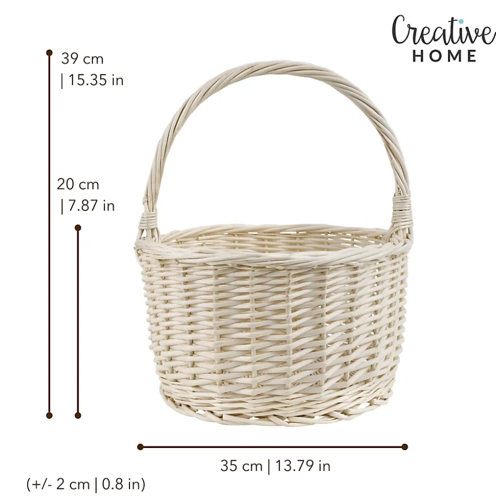 Creative Home Panier Osier Blanc Avec Poignées 35 x 35 x 39 cm - Grand Léger - Panier Fruits Cadeau - Naturel