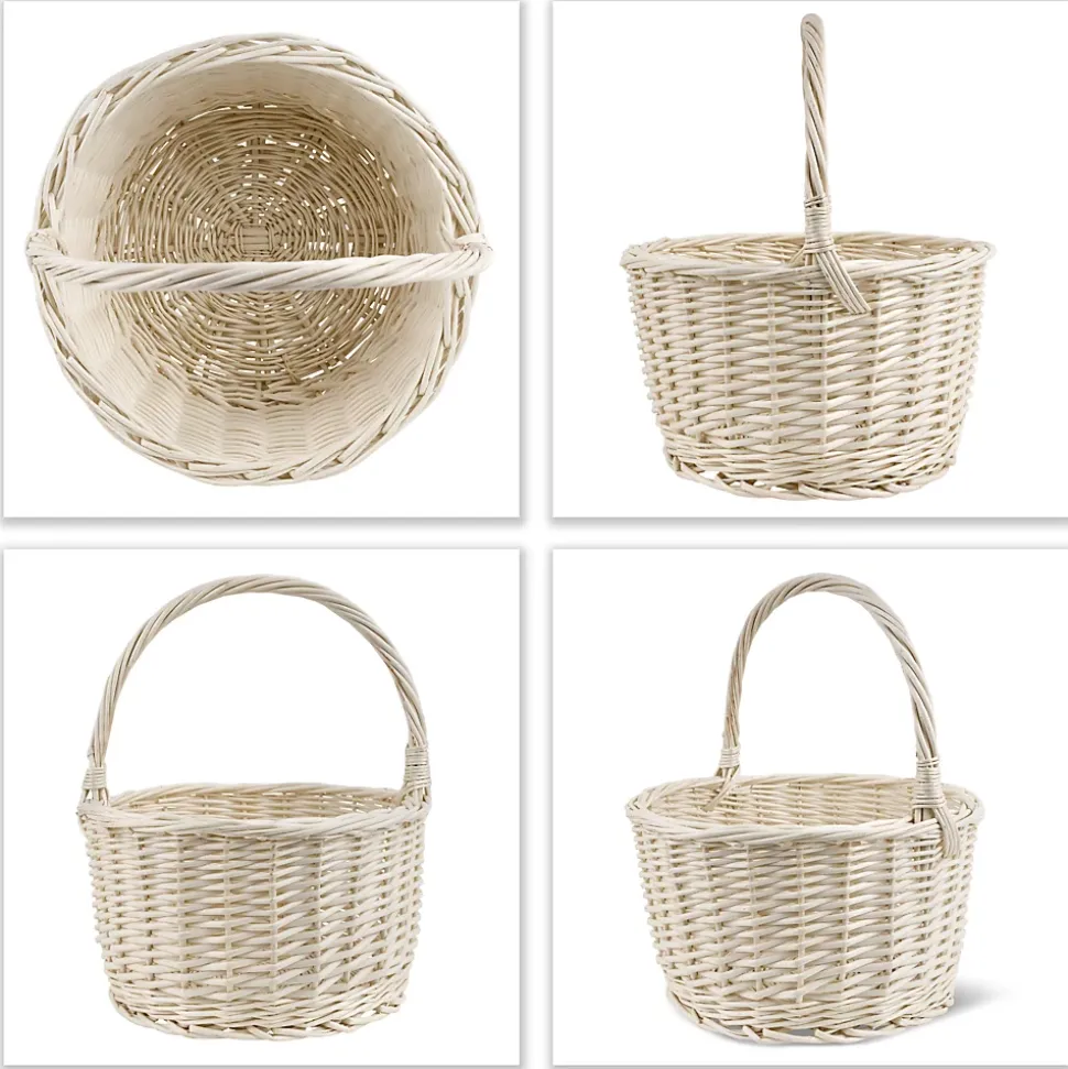 Creative Home Panier Osier Blanc Avec Poignées 35 x 35 x 39 cm - Grand Léger - Panier Fruits Cadeau - Naturel