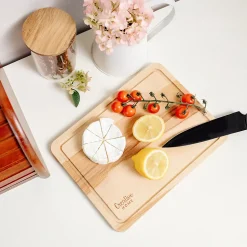 Creative Home Planche a Decouper Bois - 30,5 x 22,5 cm - avec Rainure pour le Jus - Bois de Hêtre Naturel - Double Face