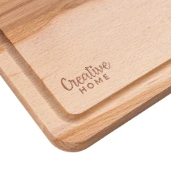 Creative Home Planche a Decouper Bois - 30,5 x 22,5 cm - avec Rainure pour le Jus - Bois de Hêtre Naturel - Double Face