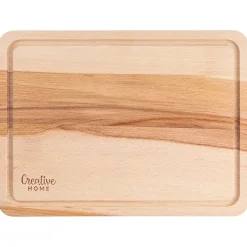 Creative Home Planche a Decouper Bois - 30,5 x 22,5 cm - avec Rainure pour le Jus - Bois de Hêtre Naturel - Double Face