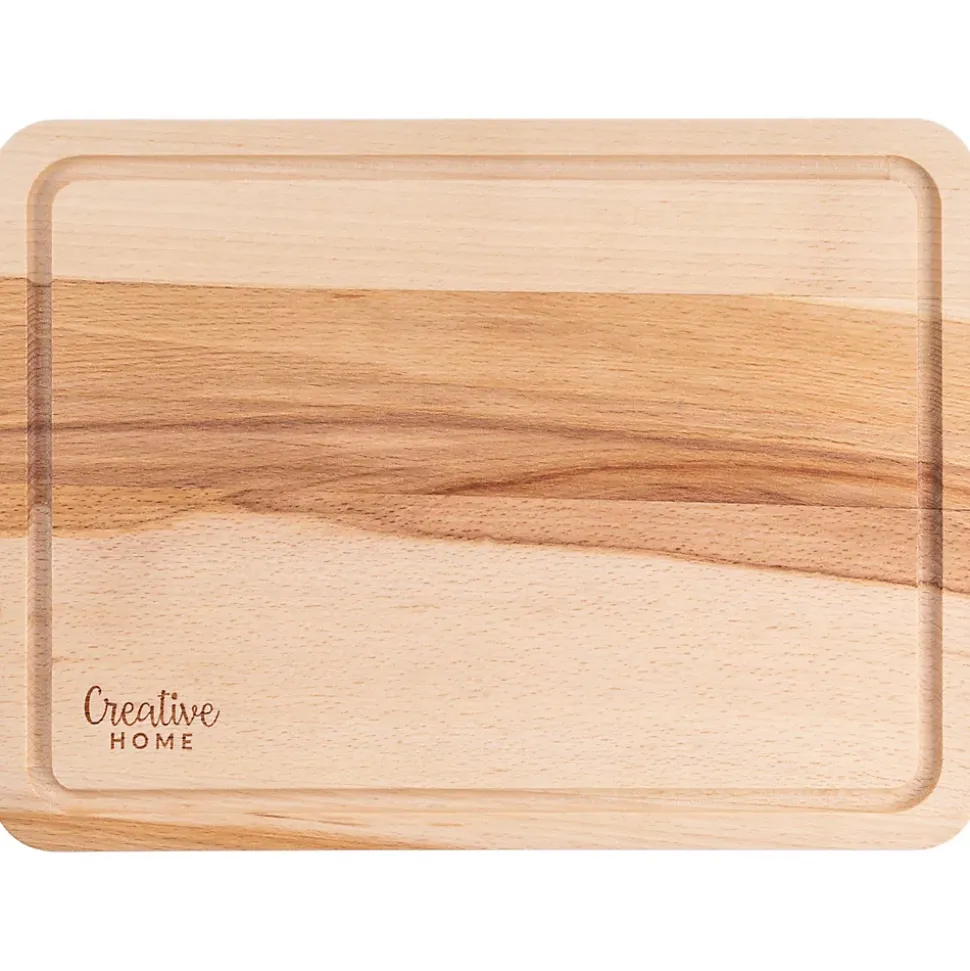 Creative Home Planche a Decouper Bois - 30,5 x 22,5 cm - avec Rainure pour le Jus - Bois de Hêtre Naturel - Double Face
