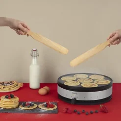 Crepiere Electrique HKoeNIG - KREP56 - Plaque réversible amovible - Surface de cuisson 33 cm - 1500W - Noir/Acier