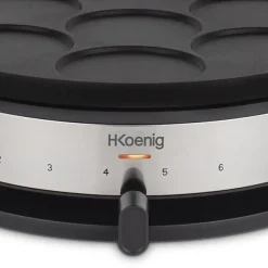 Crepiere Electrique HKoeNIG - KREP56 - Plaque réversible amovible - Surface de cuisson 33 cm - 1500W - Noir/Acier