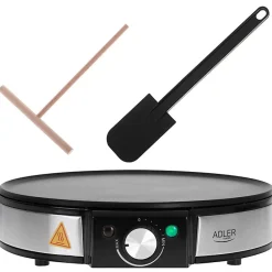 Crêpière, 30cm Diamètre, Revêtement Antiadhésif, Température Réglable Adler AD3058 1600W Noir