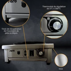 Crêpière Electrique 1 Plaque en Fonte Adhésive 400 mm - L2G