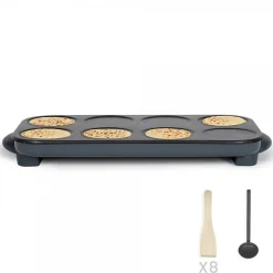 Crêpière Livoo Maxi crêpes party DOC186G 8 mini crêpes Diamètre 12 cm, 1500W, accessoires inclus coloris Gris