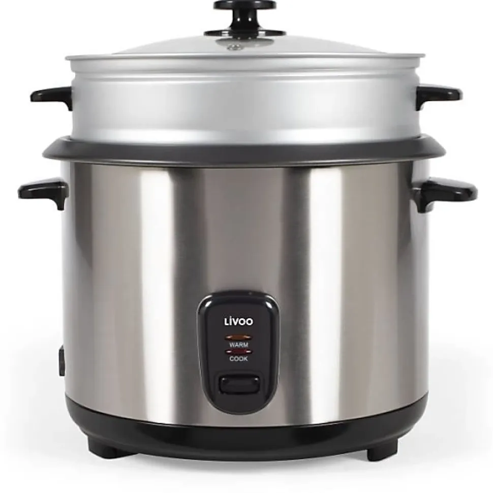 Cuiseur de Riz Electrique et vapeur acier inoxydable - LIVOO - DOC293 - 1000W - 2,8L - Acier inoxydable - Maintien au chaud