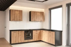 CUISINE COMPLETE ANIKA CHENE ANGLE 260X200 NON MONTEE SANS ELECTROMENAGER - 9 MEUBLES