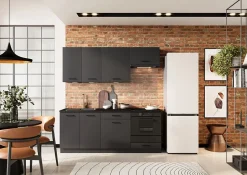 CUISINE COMPLETE ANIKA GRIS FONCE 2M00 NON MONTEE SANS ELECTROMENAGER 6 MEUBLES