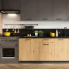 CUISINE COMPLETE CLARA gris et chêne 2M40 NON MONTEE SANS ELECTROMENAGER 7 meubles