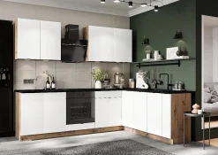 CUISINE COMPLETE GIANNI BLANC ANGLE 260X200 NON MONTEE SANS ELECTROMENAGER 9 MEUBLES