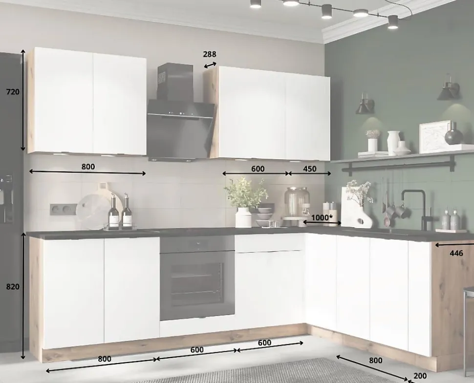 CUISINE COMPLETE GIANNI BLANC ANGLE 260X200 NON MONTEE SANS ELECTROMENAGER 9 MEUBLES