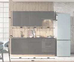 CUISINE COMPLETE ISABEL NOIR MAT 2M00 NON MONTEE SANS ELECTROMENAGER 6 MEUBLES