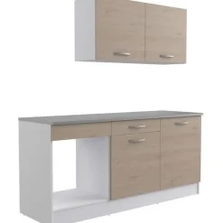 Cuisine complete OSLO - L 180cm - Chene - Plan de travail inclus