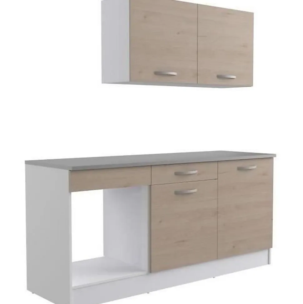 Cuisine complete OSLO - L 180cm - Chene - Plan de travail inclus