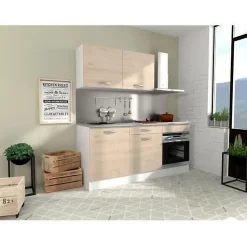 Cuisine complete OSLO - L 180cm - Chene - Plan de travail inclus