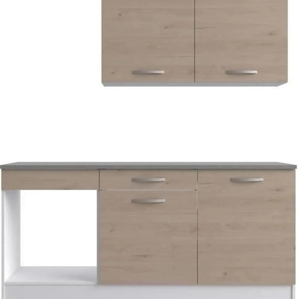 Cuisine complete OSLO - L 180cm - Chene - Plan de travail inclus