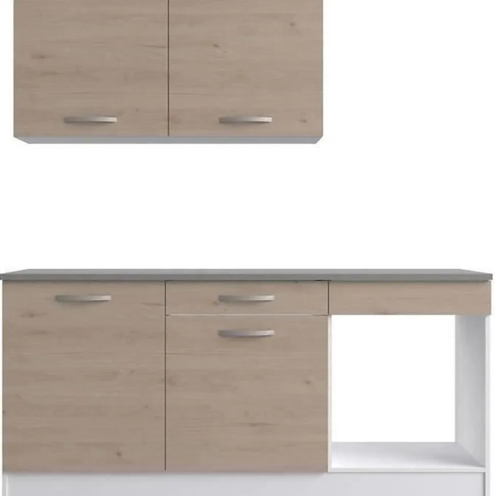 Cuisine complete OSLO - L 180cm - Chene - Plan de travail inclus
