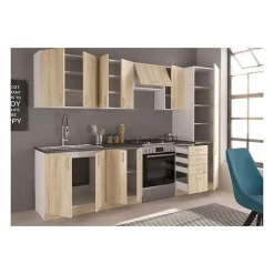 Cuisine complete SARA - Décor chene sonoma - L300 cm