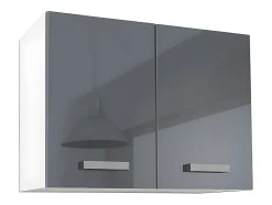 Cuisine complète - Avec plan de travail 180 cm - Gris brillant et Blanc - TRATTORIA