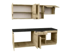 Cuisine complète - Avec plan de travail 200 cm - Naturel et Anthracite - CARMEO