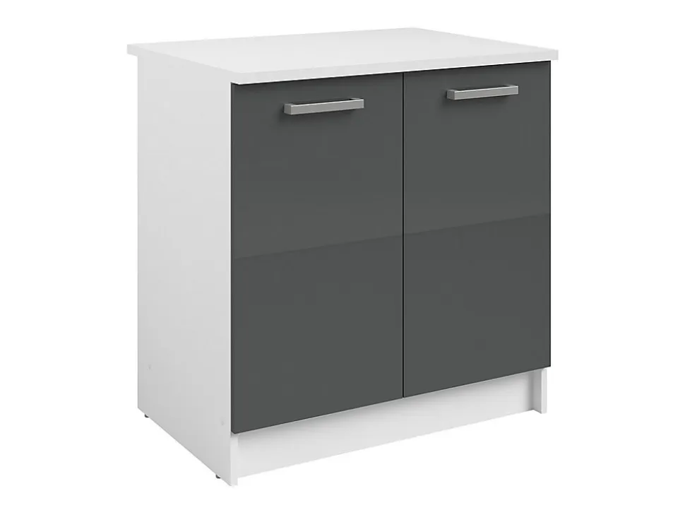 Cuisine complète - Avec plan de travail 240 cm - Gris brillant et Blanc - TRATTORIA