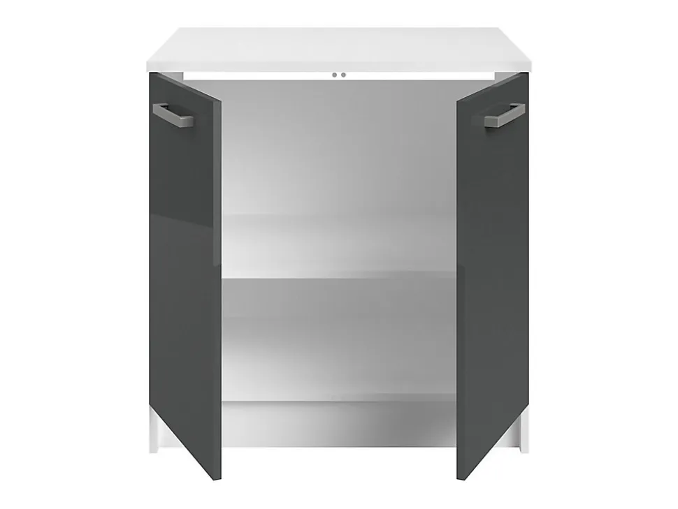 Cuisine complète - Avec plan de travail 240 cm - Gris brillant et Blanc - TRATTORIA