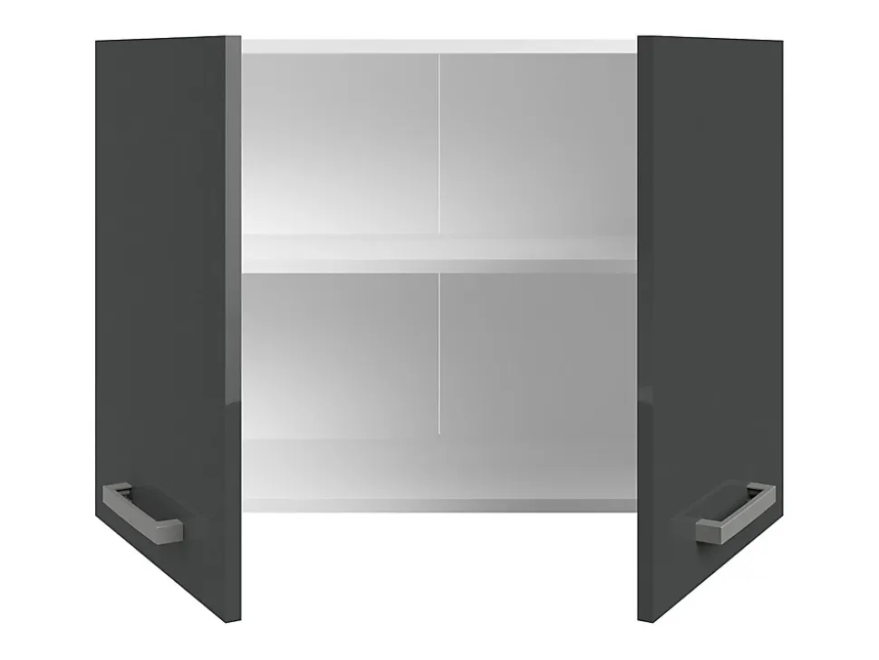 Cuisine complète - Avec plan de travail 240 cm - Gris brillant et Blanc - TRATTORIA