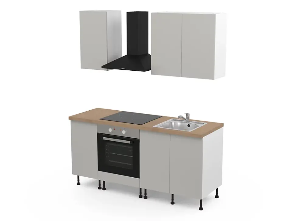 Cuisine complète GoodHome Stevia gris mat sans électroménager