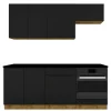 Cuisine complète ISYA 6 éléments couleur Noir/Chêne Artisan - Longueur 200/200 cm