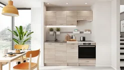 Cuisine complète MILA 6 éléments couleur sonoma avec plan de travail inclus - Longueur 180 cm