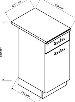 Cuisine complète MILA 6 éléments couleur sonoma avec plan de travail inclus - Longueur 180 cm