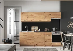 Cuisine complète MILA 8 éléments couleur chêne Artisan avec plan de travail inclus - Longueur 240 cm