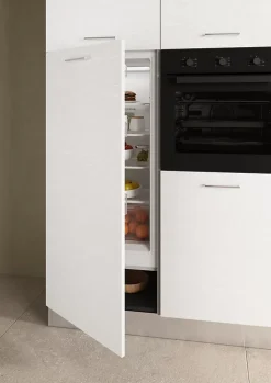 Cuisine complète montée All in Daphne blanc et imitation chêne L. 315 cm avec électroménager