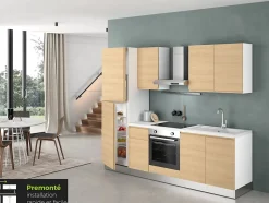 Cuisine complète montée All in Carla imitation chêne L. 255 cm avec électroménager