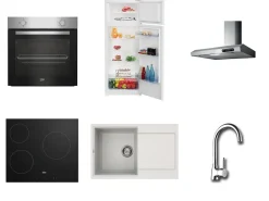 Cuisine complète montée All in Carla imitation chêne L. 255 cm avec électroménager