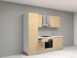 Cuisine complète montée All in Carla imitation chêne L. 255 cm avec électroménager