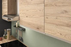 Cuisine complète montée All in Dalia gris anthracite et imitation chêne L. 195 cm avec électroménager