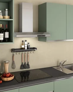 Cuisine complète montée All in Salvia vert L. 300 cm avec électroménager