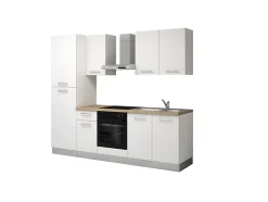 Cuisine complète montée All In Monica blanc L. 255 cm avec électroménager