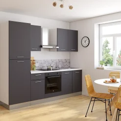 Cuisine complète montée All In Sophia gris L. 255 cm avec électroménager