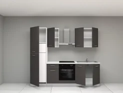 Cuisine complète montée All In Sophia gris L. 255 cm avec électroménager