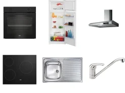 Cuisine complète montée All In Sophia gris L. 255 cm avec électroménager